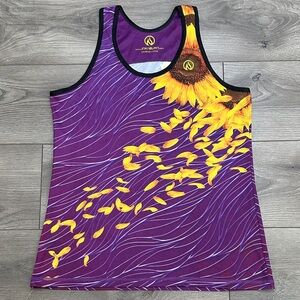 INKnBURN Sunflower Singlet Running Training Tank Purple Yellow Size Large